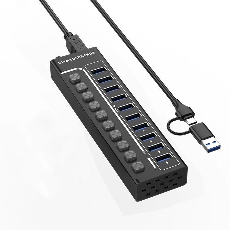 10-портовый USB 3.0 концентратор-расширитель для ноутбуков, телефонов и настольных компьютеров