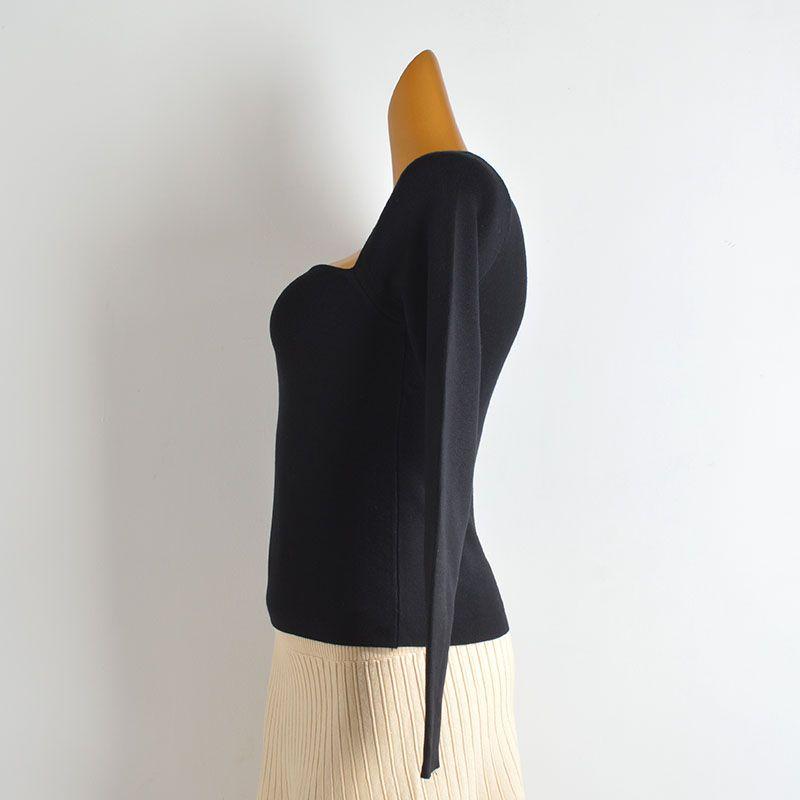 Style New Arrival Pure Color Sexy Fashion Asymmetrical Diagonal Collar Knitwear Women's Clothing Fall/Winter Slim Long Sleeves Bottoming Shirt Fashion