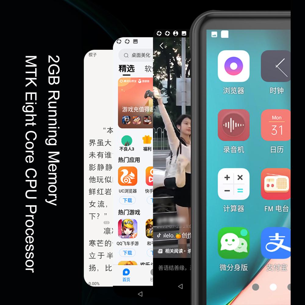 Музыкальный плеер RUIZU Z80 16G MP4 Bluetooth 5.0 Hi-Fi MP3-плеер 4,0-дюймовый сенсорный экран Спортивный беговой Walkman