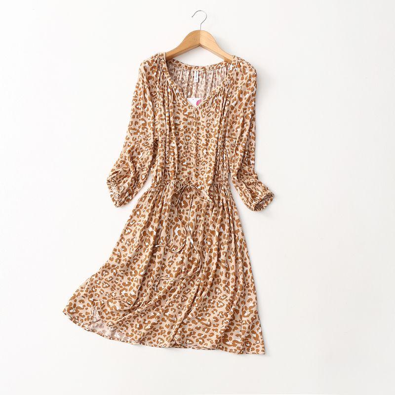 Recommend ~ Export Export French Romantic Floral V Neck Viscose Dress Soft Breathable Cinched Plus Size Women's Clothing