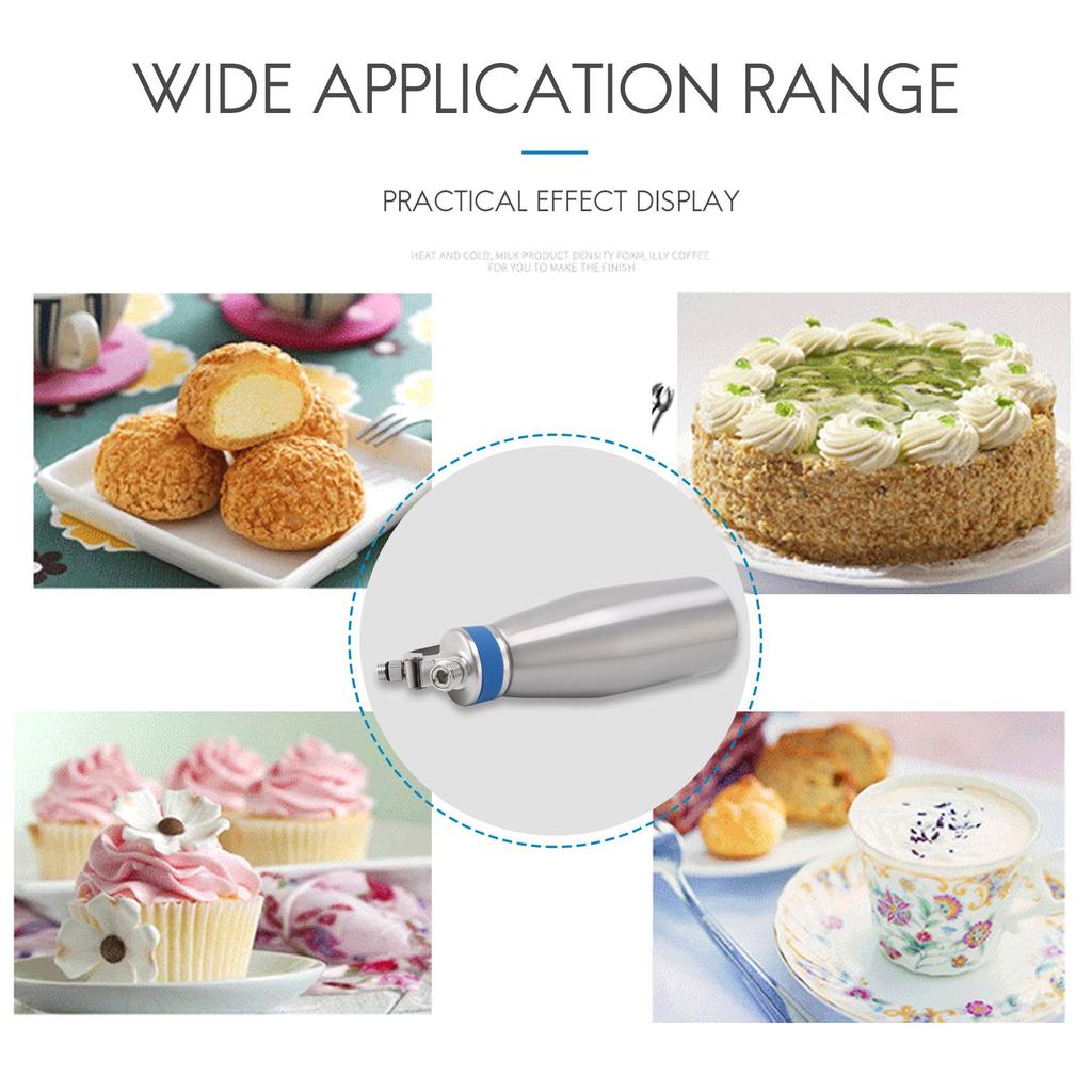 Диспенсер для взбитых сливок, пенообразователь для сливок, 1000 мл, ручная машина для взбивания сливок с 3 насадками из нержавеющей стали