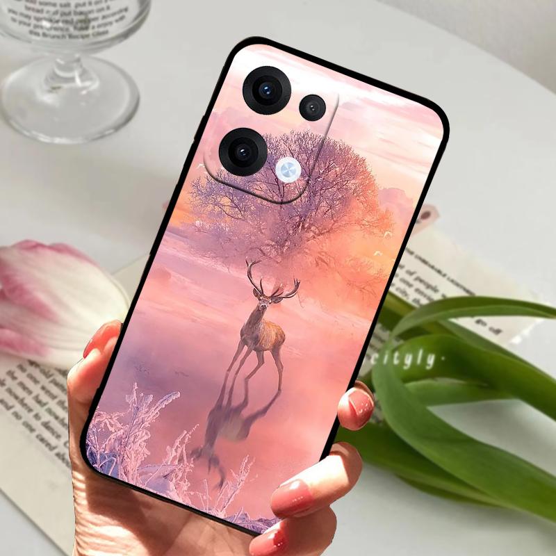 Чехол для Oppo Reno13 Pro Reno 13 12 5G Милое Животное Мягкий Силикон ТПУ Чехол для Телефона Для Oppo Reno12 Pro Защита Fundas Сумка для Телефона