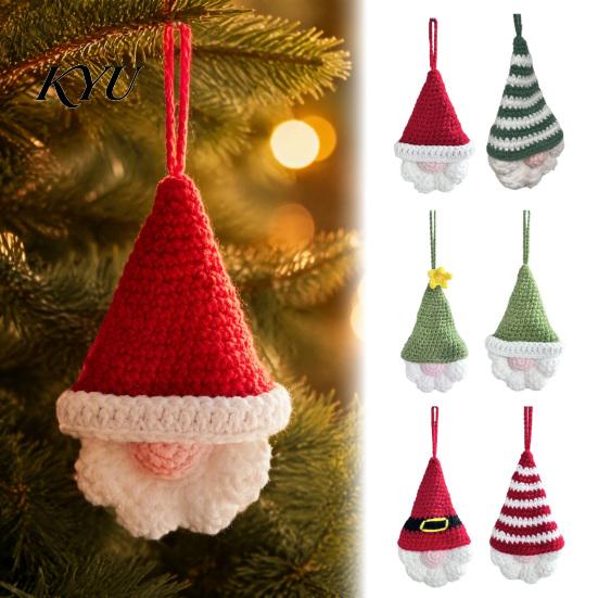 Faceless Gnome Decorations Hand Crochet Christmas Ornaments, Knitted Hanging Decorations, Small Tree Charms Yarn Elf Pendants for Home Door Car Decor