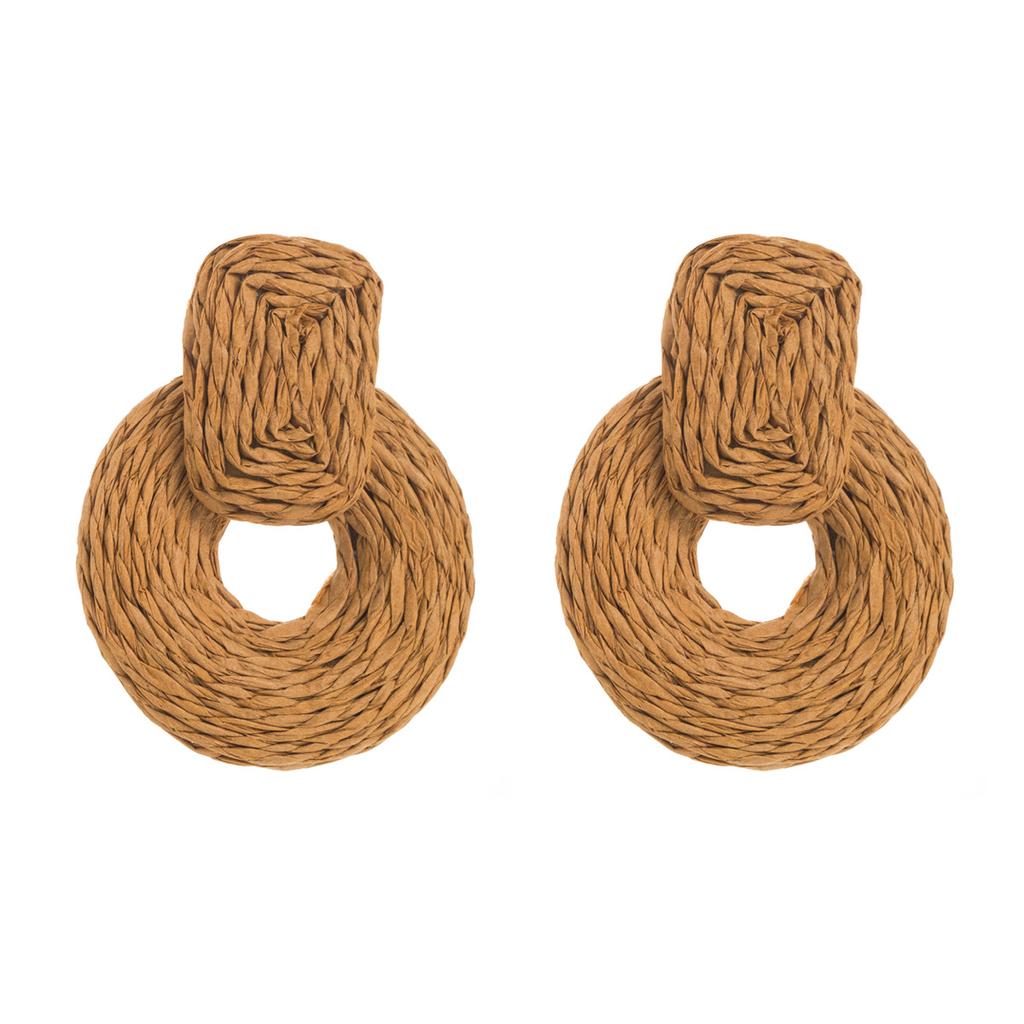 Плетеные серьги из рафии ручной работы в стиле бохо для летнего пляжного отдыха