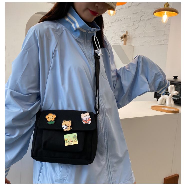 Милая холщовая маленькая сумка, женская диагональная сумка в стиле Харадзюку, дикая студенческая сумка на плечо для девочек, сумки для женщин