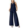 Women's Casual Summer Two Piece Outfits Cotton Linen Sets Cutout Sleeveless Top Wide Leg Pants Matching Set