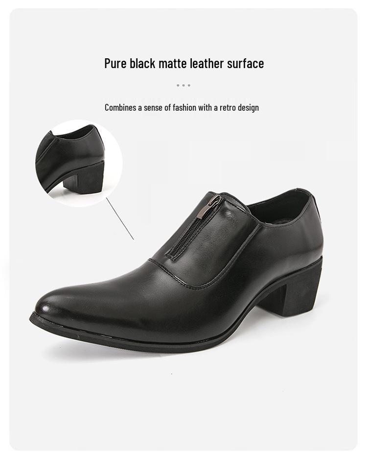 Мужские Formal High Heel Leather Shoes Большого Размера - Увеличивающие Рост Туфли-лодочки с Острым Носом для Деловых Встреч, Свадеб и Банкетов.