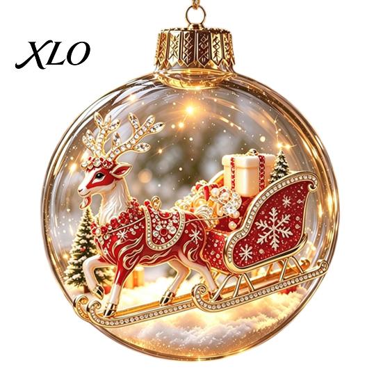 Seasonal Home Accents Glowing Christmas Story Ornament, Light?Up Mini Holiday Scene Hanging Ball with Warm Fireplace Garland LED Light, Clear