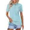 Women's Fashion Casual Lapel Short Sleeve Solid Color Shirt Women's Button Up Tops