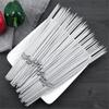 10 20 30 Pcs BBQ Sticks Needle Stainless Steel Flat Barbecue Forks Picnic Tool Skewers Utensil Cooking Iron Kitchen Meat Holder