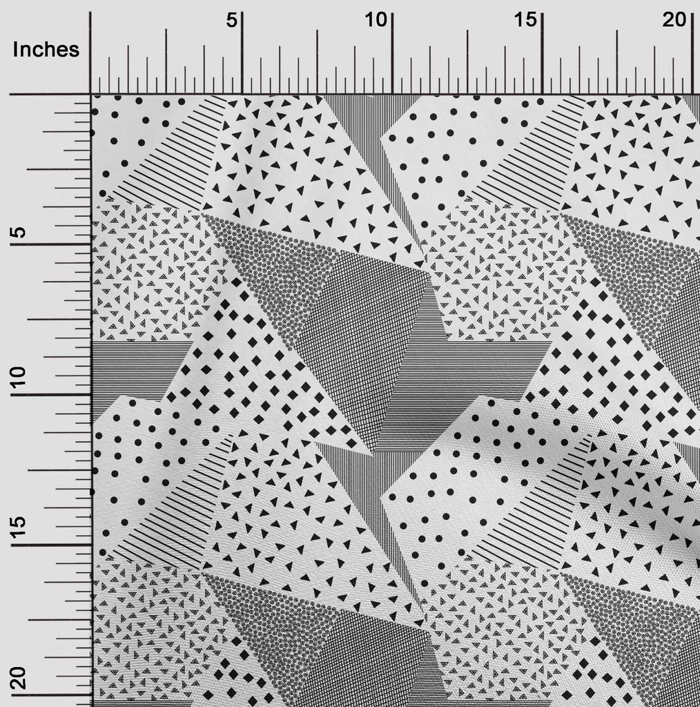 oneOone Cotton Flex Dusty Teal Blue Fabric Dot|Check & Triangle Geometric Dress Material Fabric Print Fabric By The Yard 40 Inch