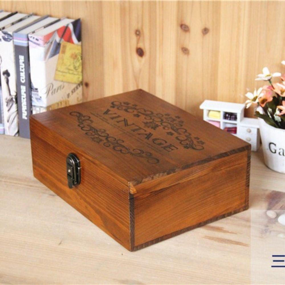 Wooden Jewelry Box Vintage Storage Case Miscellaneous Organizer Cosmetics Box Travel