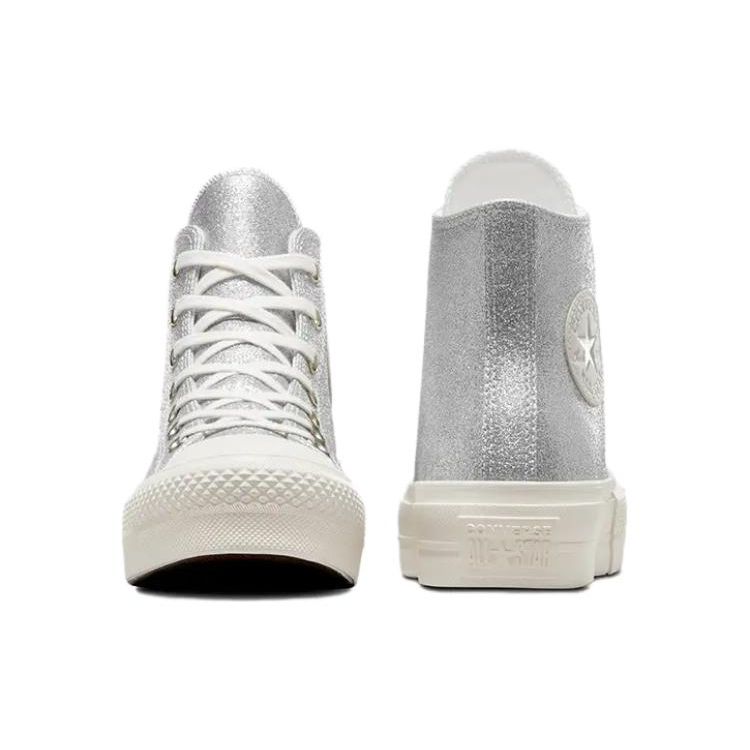Converse All Star Lift Удобные Универсальные Прочные Амортизирующие Легкие Высокие Кеды из Канваса Женские Кроссовки Серебристые A07949C
