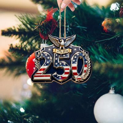 4 шт./набор Украшение к 250-летию Америки 2D плоская акриловая подвеска 1776–2026 Памятное подвесное украшение для рождественской елки, двери, автомобиля