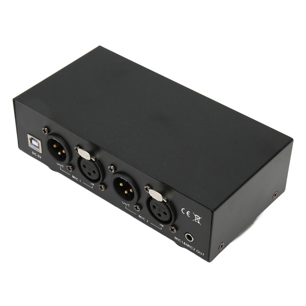 High Stability 48V Phantom Power Supply With XLR Cable 2 Channel  For Condenser Microphone