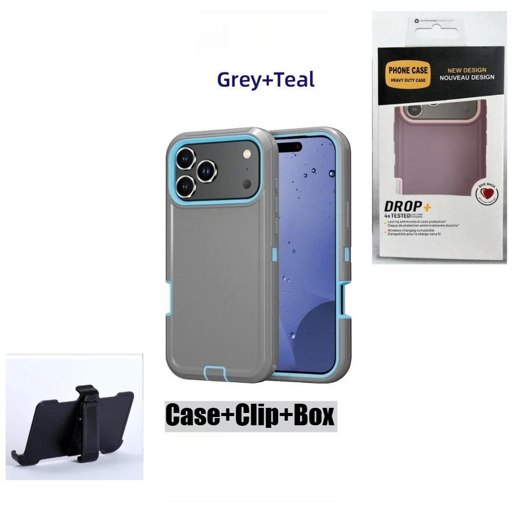 Бизнес-военный класс Защитник с коробкой Чехол для iPhone Air 17 16 15 14 13 12 Pro Max Ott Armor Box Пылезащитный Ударопрочный Защитный Чехол Зажим для ремня