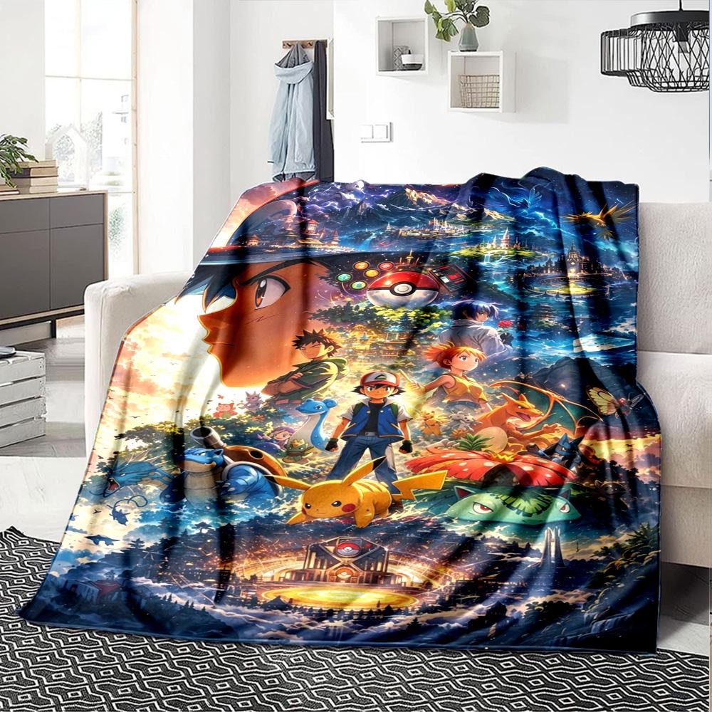 Pocket Monster Print Flannel Blanket High Quality Warm Comfortable Cover for All Seasons Perfect for Gifts Home Decor