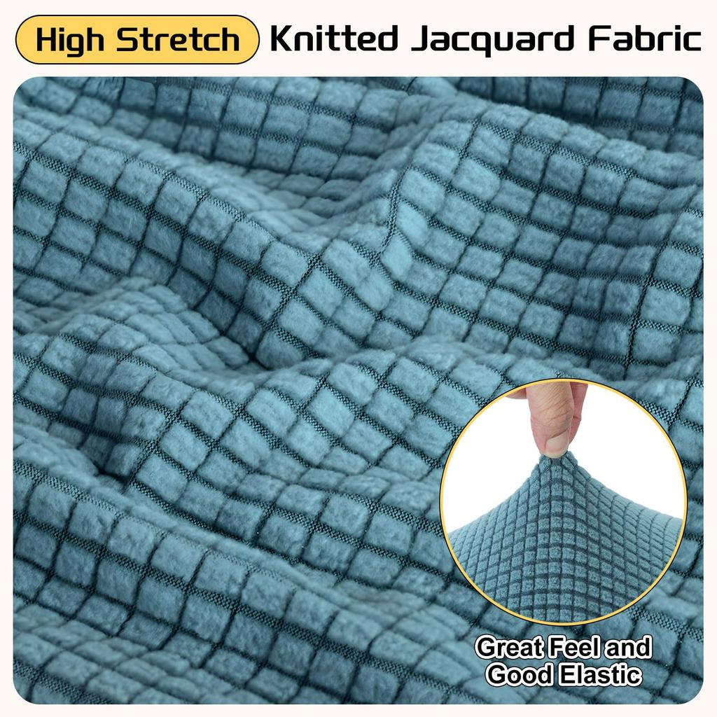 uxcell Квадратный жаккардовый чехол на пуф с эластичным стрейч-чехлом для табурета с подставкой для ног для защиты мебели в гостиной, маленький низ, (Темно-синий, Размер)