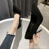 High Heels Women's Spring and Autumn New Black Thin Heels Pointed Light Mouth Suede Professional Shoes Etiquette Shoes