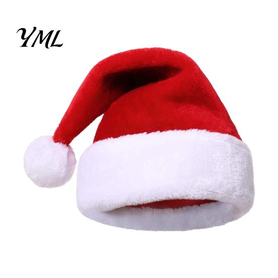 Holiday Celebration Headwear Christmas Santa Hat, Flannel Plush Hat for Adults, Soft Thickened Comfortable Skin Friendly Caps Red White Velvet