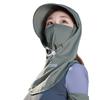 Breathable Full-Face Sunscreen Cap Wide Cap Brim Ice Silk Face Cover Neck Wrap Cover  Climbing