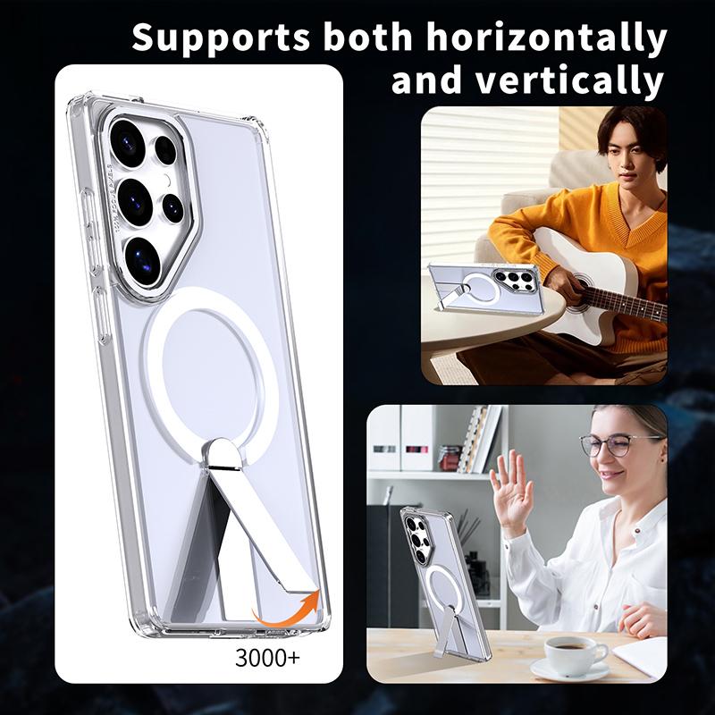 Металлический бампер для беспроводной зарядки Magsafe, чехол для телефона для Samsung Galaxy S25 Ultra S23 S22 S24 Ultra FE Plus, жесткая задняя крышка из ПК