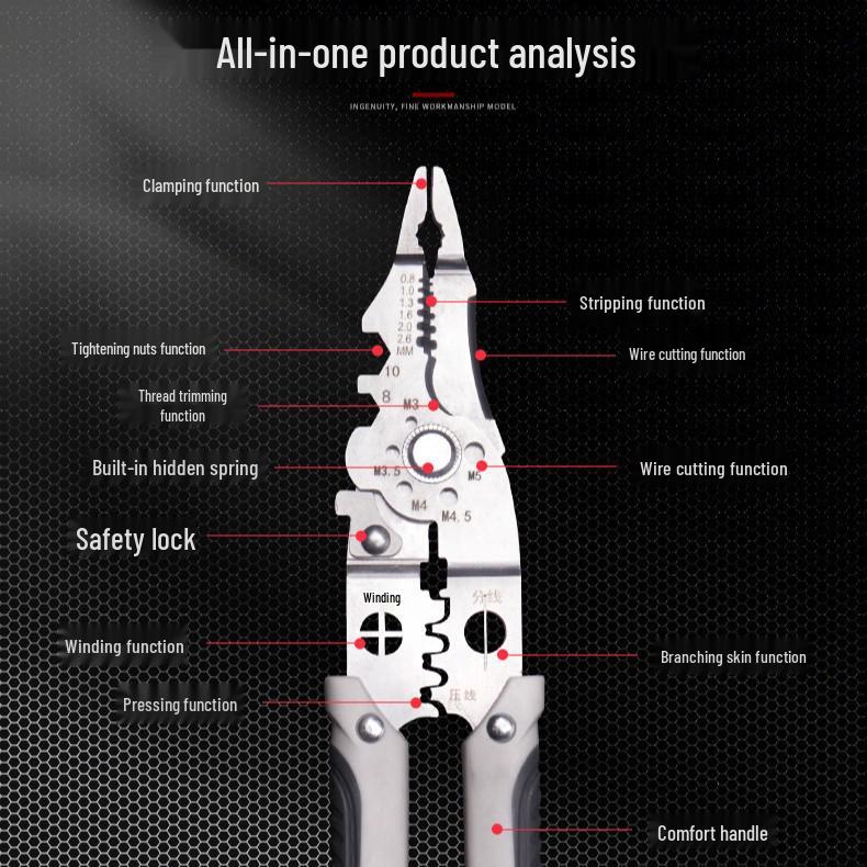 Jingcheng 21-в-1 Многофункциональные стрипперы для проводов и клещи для обжима кабелей для электриков