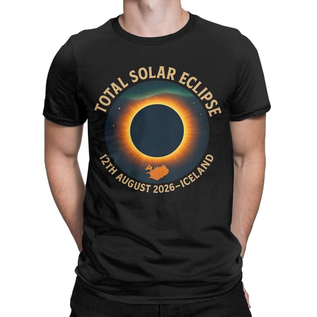 Total Eclipse 2026 August 12 Solar Eclipse Adventure in Spain and Iceland T Shirt Cotton Clothing Crewneck Short Sleeve