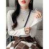 Curled Semi-turtleneck Knitted Bottoming Shirt Women's Spring Simple Soft Waxy Sweater Basic Slim-fitting Inner Top