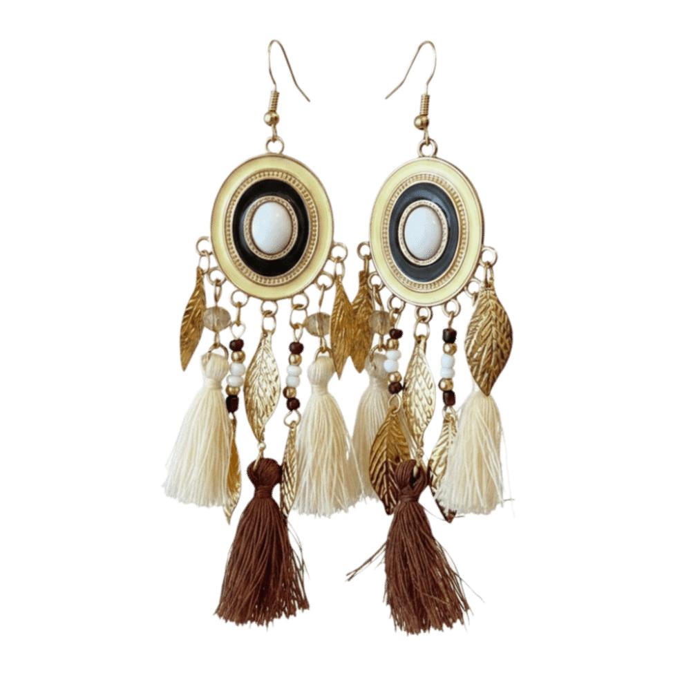 Zinc Zinc Alloy Tassel Earrings Beads Ethnic Earrings Beach Style Vintage Earrings Summer