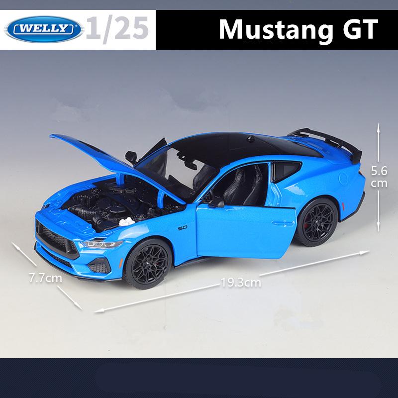 Welly 1/25 2024 Ford Mustang GT Alloy Sports Car Model Diecast Metal Racing Car Vehicles Model High Simulation Children Toy Gift