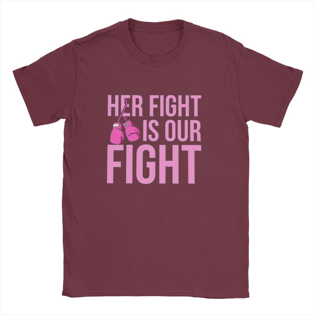 Fight Is Our Fight Breast Cancers Men T Shirt Casual Tee Shirt Short Sleeve Round Collar T-Shirt Cotton Summer Tops