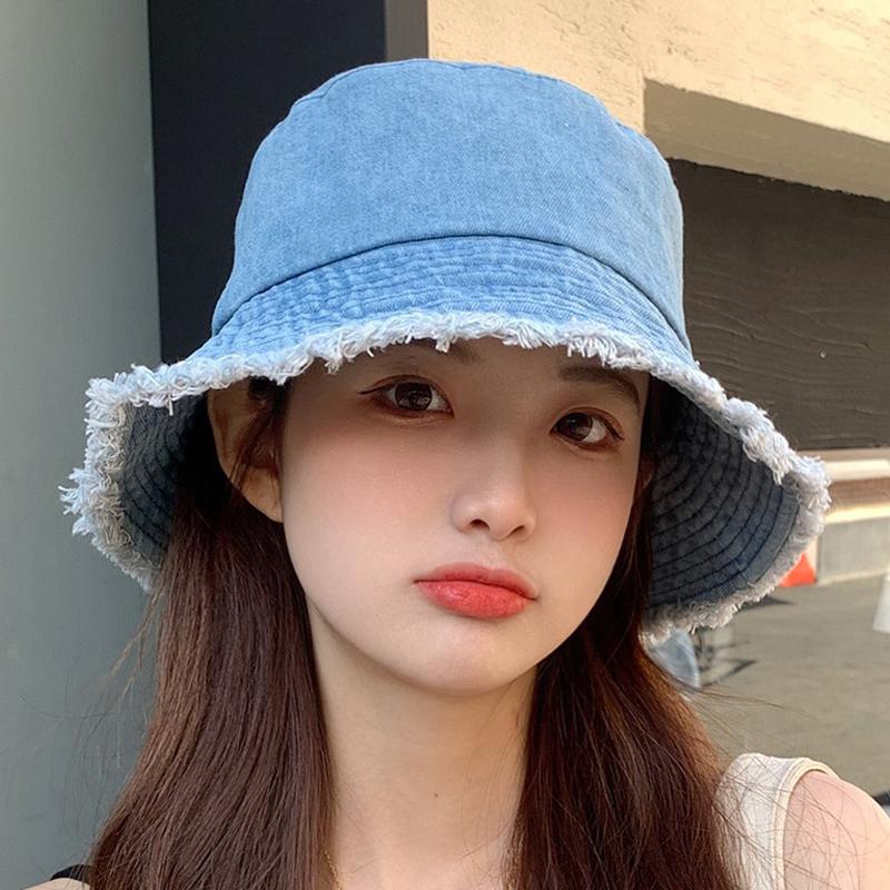 Шляпа-горшок Джинсовая шляпа Женская шляпа рыбака Солнцезащитная шляпа для лица Универсальная