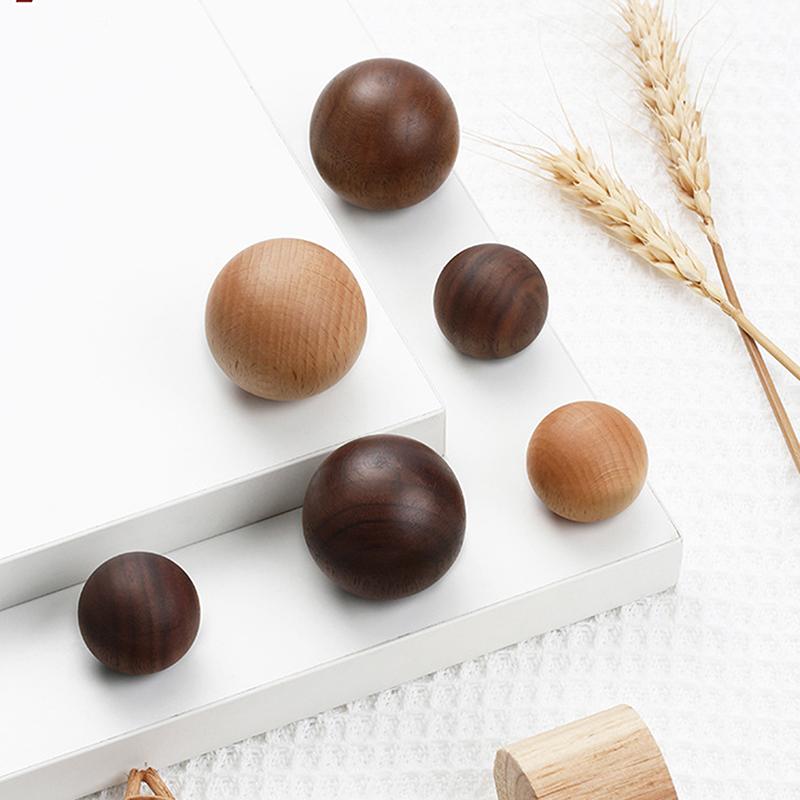 Wooden Door Handles Ball Knob Drawer Pulls Natural Beech Furniture Handles For Cabinets And Drawers Knobs Wardrobe Pulls