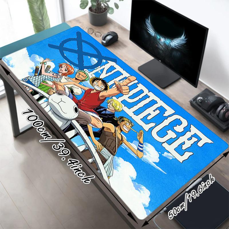 Коврик для игровой мыши One Piece XL, нескользящая резиновая основа, прошитый край, водонепроницаемый коврик для стола для ПК, ноутбука, геймера, офиса, компьютерные аксессуары