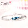 Браслет Yilian из стерлингового серебра 925 пробы с синим кристаллом - Модный браслет в корейском стиле для женщин и подарок для лучшей подруги.