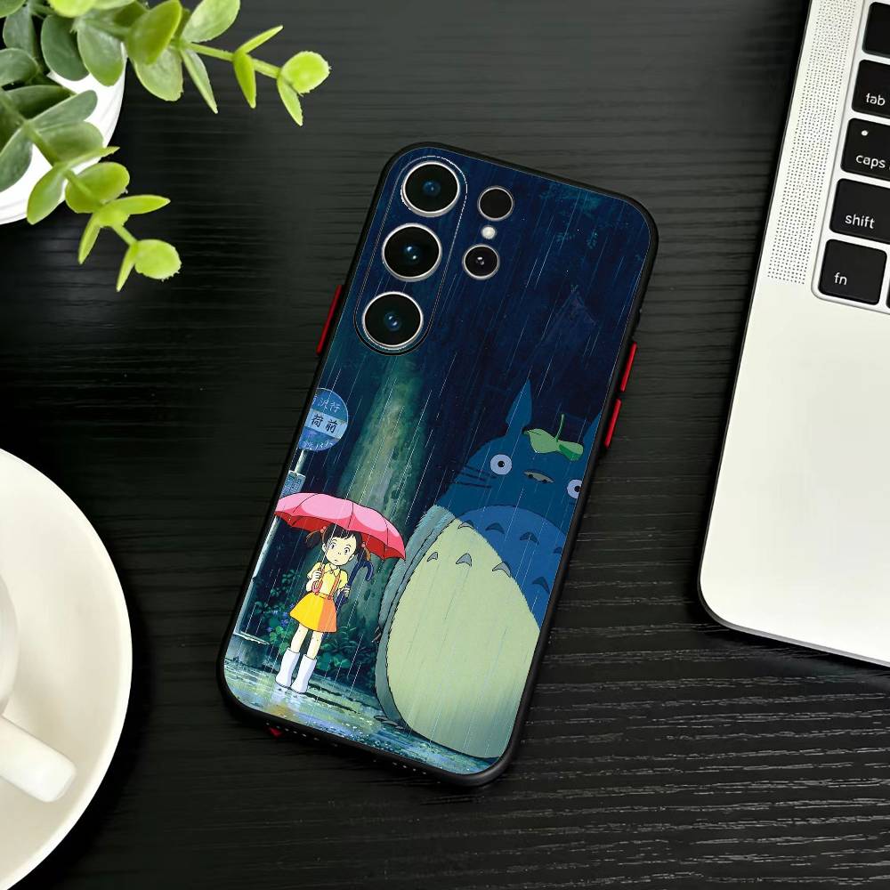 Мультяшный чехол для телефона T-Totoro-ES для Samsung S26, S25, S24, S23, S22, S21, S20, S30, Ultra, Plus, Fe, Note, 5G Черный чехол