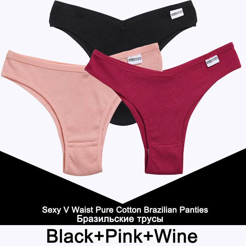 3PCS/Set Panties Women Cotton Lingerie Female Thongs Sexy Underwear Low-Rise Underpant Bikini Brazilian Briefs