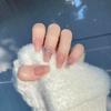 Women Press On Nails Medium Fake Nails With Designs Nude Stick On Acrylic Nails Glossy Full Cover False Nails
