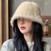 Women Autumn Winter Bucket Hat Solid Color Super Soft Windproof Female Thicken Winter Warm Fisherman Hat