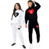Men's And Women's Long Sleeves Lover Couple Sportwear Set Love Heart Printed Hooded Clothes 2PCS Set Hoodie and Pants