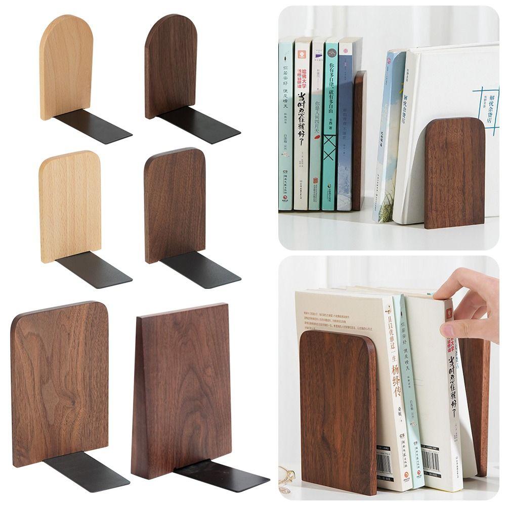 Non-slip Book Stand Nature Wooden Desktop Bookshelf High Quality Bookends  Gift