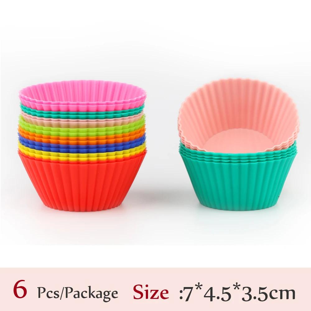 Новые силиконовые формы для кексов 6 шт., формы для выпечки кексов, антипригарные термостойкие многоразовые силиконовые формы для кексов своими руками