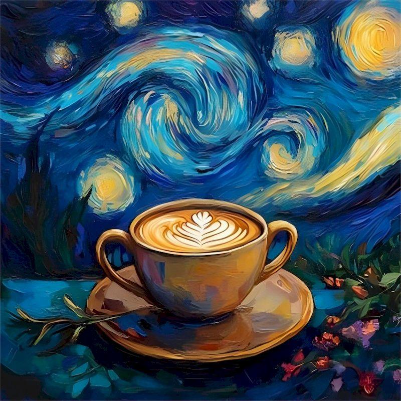 New Full Square&Round Diamond Painting Coffee 5d DIY Diamond Embroidery Starry Sky Scenery Decoration Home Art Kit