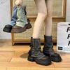 Fashion Spring Autumn Platform Cowboy Ankle Boots for Women Round Toe Height Increase Woman Short Shoes High Quality New Rock Booties