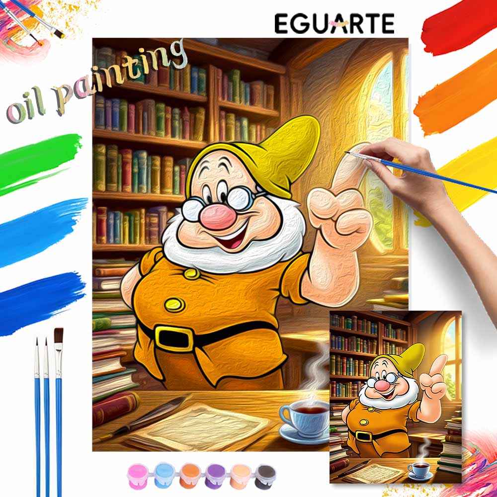 Disney Doc Seven Dwarfs Oil Paint by Numbers Painting Art Kit Handmade Painting Home Decor Gift
