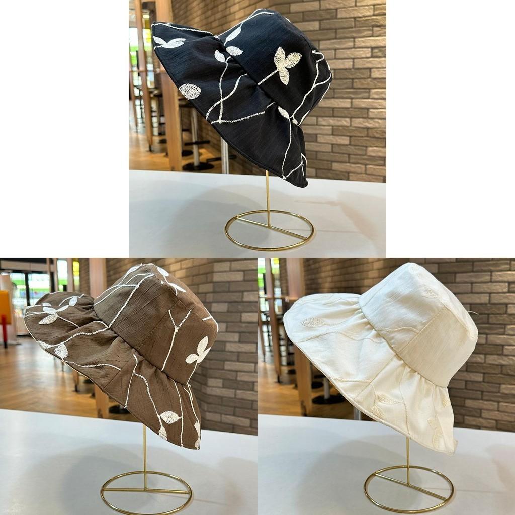 Корейская панама с узором из листьев для женщин, со складными широкими полями, в стиле ретро, регулируемого размера, защита от солнца