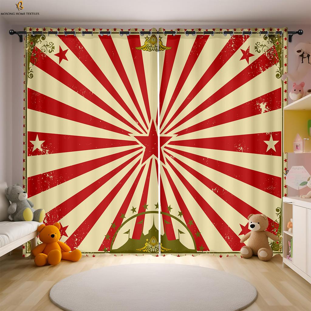 Cartoon Star Moon Print Curtains Dormitory Living Room Bedroom Children's Room Window Decoration Curtains 2 Pieces