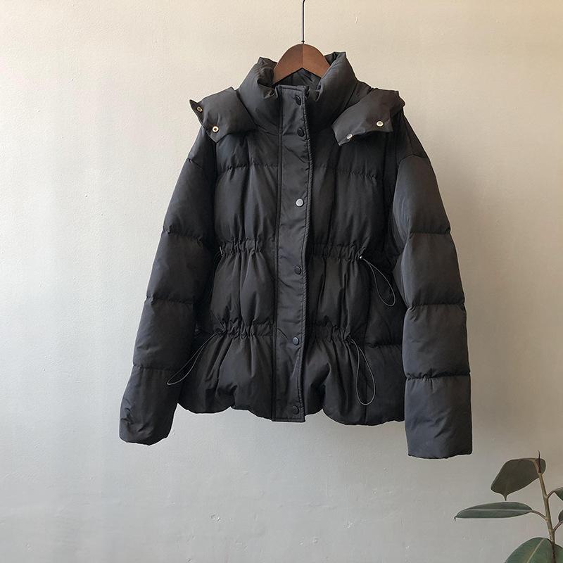 Solid Women's Winter Autumn Down Jacket Hooded Collar Short Single-Breasted Coat Preppy Style Parka Ladies Chic Outwear Female