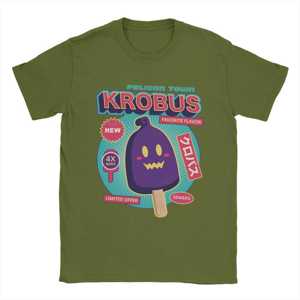 Мужская футболка Krobus Ice Cream Stardew Valley Игра Аниме Хлопковая одежда Смешная футболка с коротким рукавом и круглым вырезом Футболка с принтом